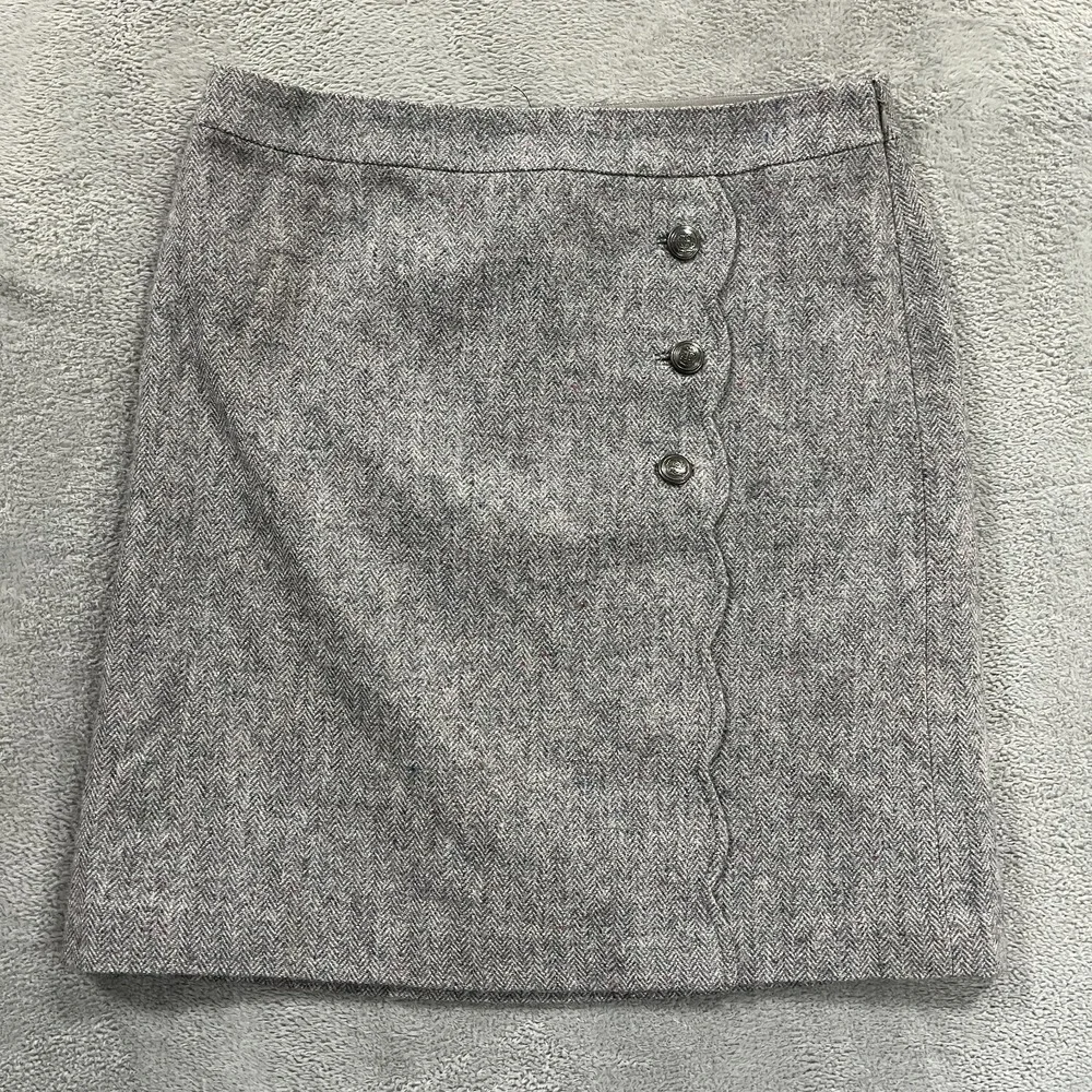 TALBOTS‎ Skirt Women's 8 Herringbone Wool Button Scallop Old Money Career Lined